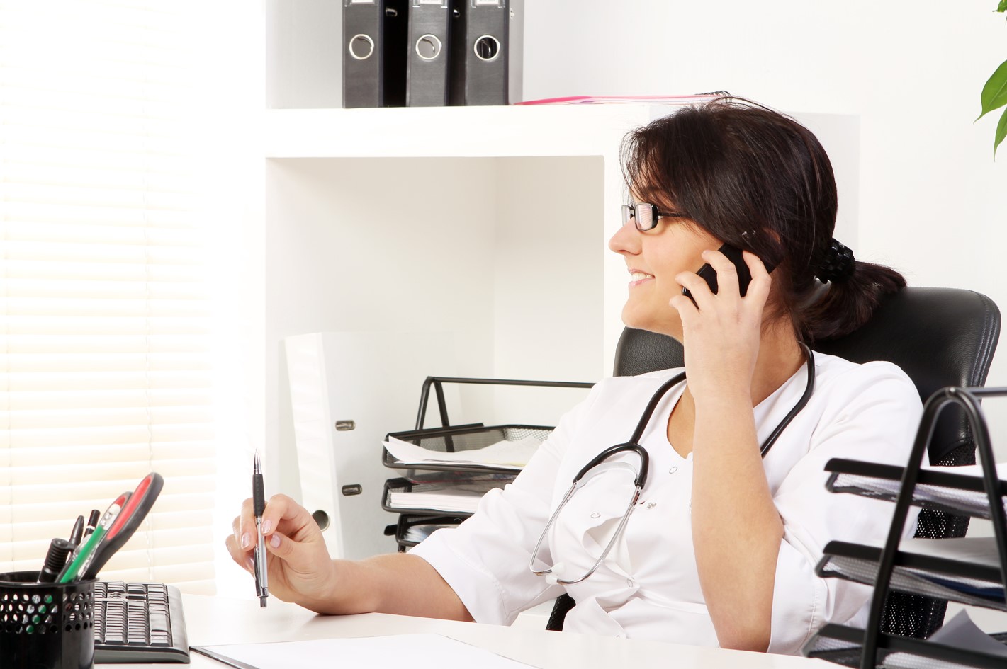 Healthcare employee doing her work