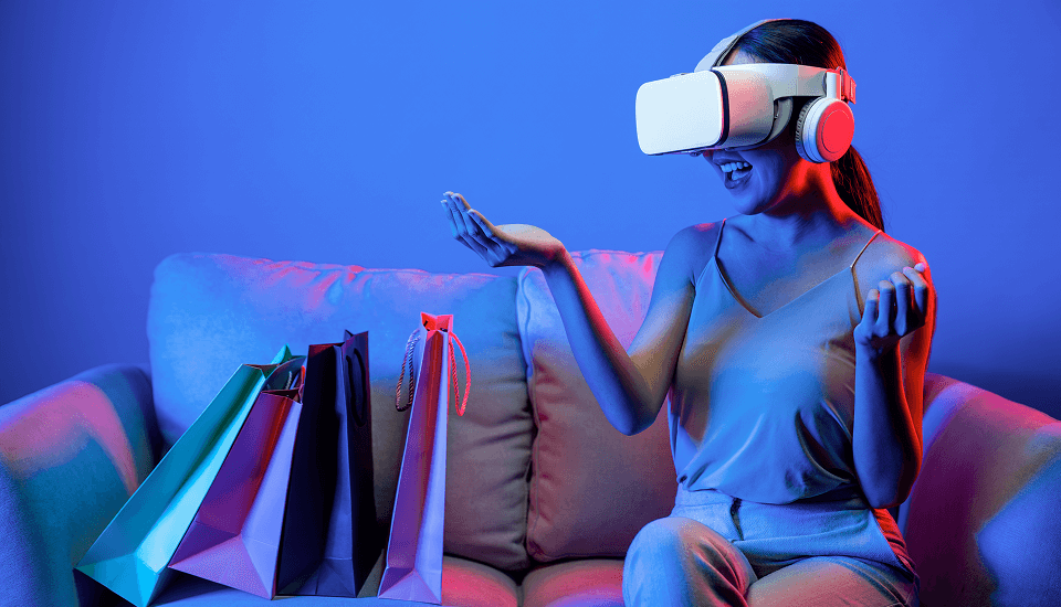 Women shopping in e-commerce market