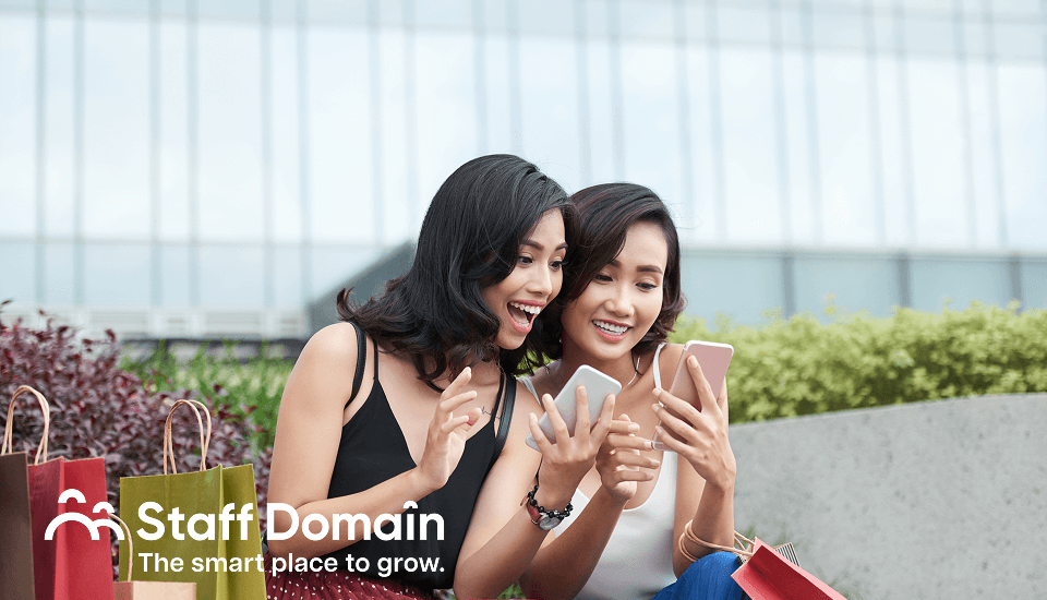 Two Women ordering product in a voice-activated shopping platform