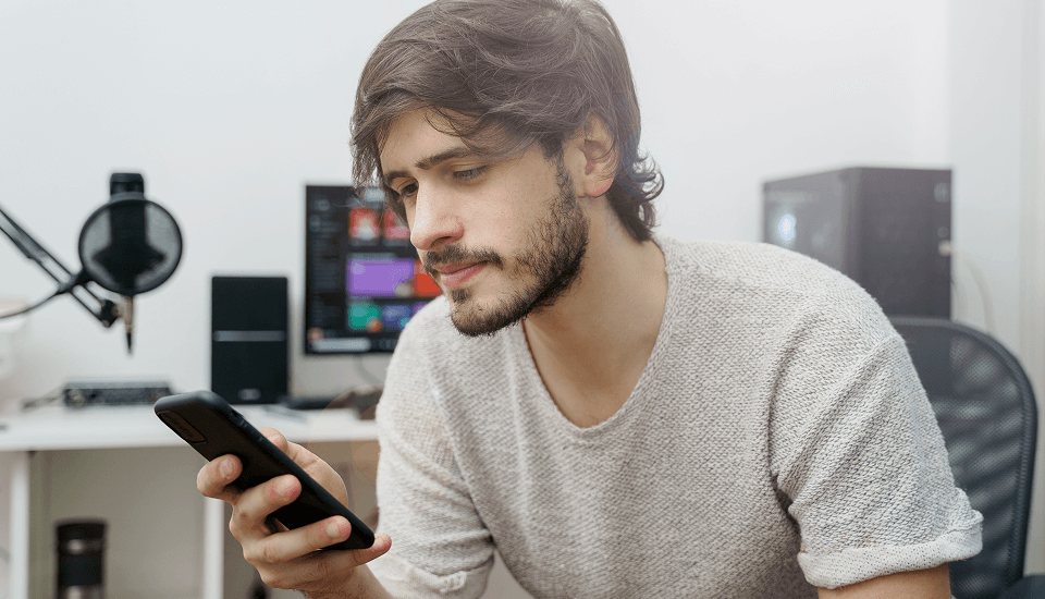 Man checking the ui and ux of e-commerce mobile app