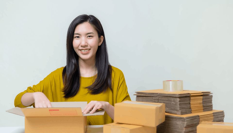 Women done with her shipping tasks