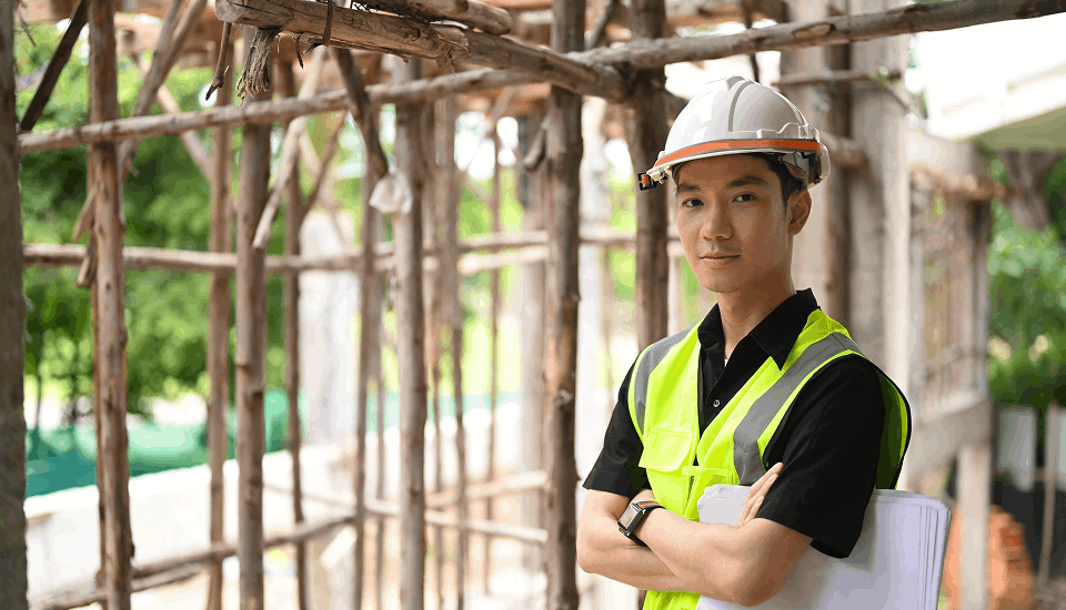 Construction worker doing a site visit