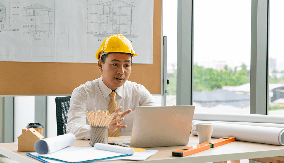 Man using ai in planning of infrastructure and cities