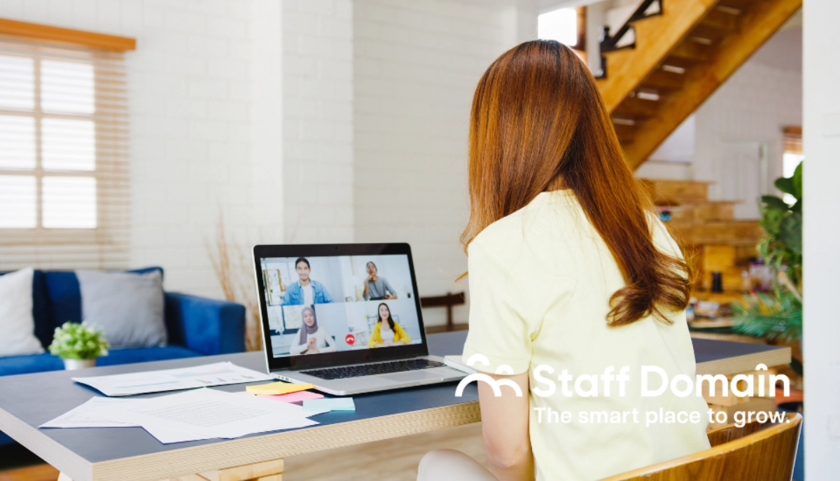 Female working as a remote sales employee