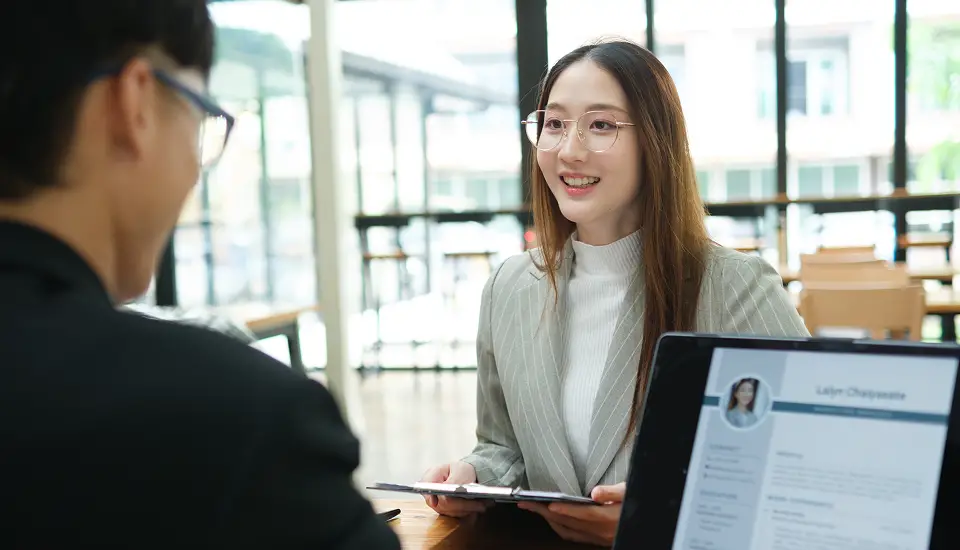 Female applicant on an interview