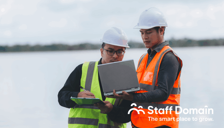 Engineers talking about their tasks as a Offshore Project Support
