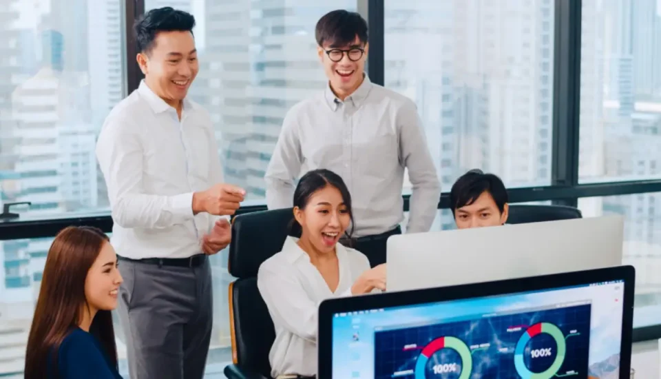BPO workers happy about their achievement